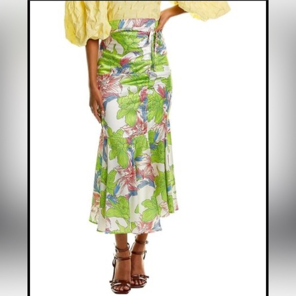 Beulah Women’s Mid-length Floral Ruched Skirt Sz S
